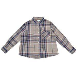 Aerie Plaid Flannel Shirt Women M Soft Cotton Button Down Fall.